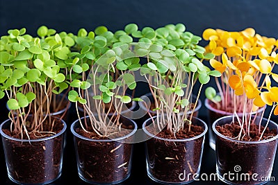 Vibrant microgreens capturing delicate, nutritious appeal for healthy eating concept. Stock Photo