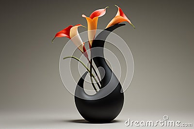Vibrant Modern vase flower decor. Generate Ai Stock Photo