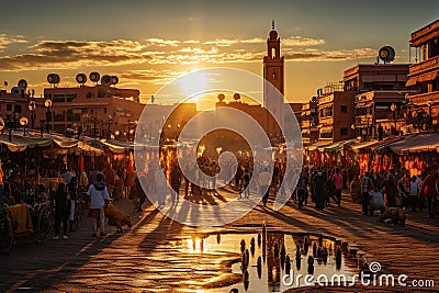 Vibrant Moroccan Market: Colors, Textiles, and Culture Stock Photo