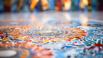 Vibrant Mosaic Artwork: Intricate Patterns, Bold Colors, and Textures Stock Photo