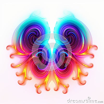 Vibrant Neon Butterfly Wings: Baroque Energy In 3d Symmetry Cartoon Illustration