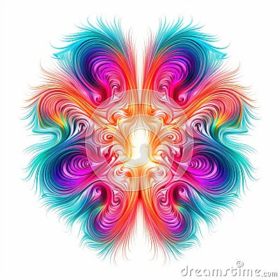 Vibrant Neon Fractal Design: Abstract Realism With Surrealistic Elements Stock Photo