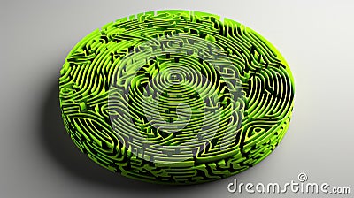 Vibrant Neon Green Fingerprint-like pattern Stock Photo