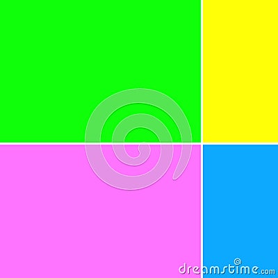 Vibrant neon green, pink, yellow and blue solid background Cartoon Illustration