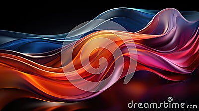 Vibrant Neon Holographic Twisted Wave in Motion Generative AI Stock Photo