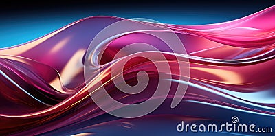 Vibrant Neon Holographic Twisted Wave in Motion GenerativeAI Stock Photo