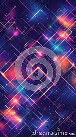 Vibrant neon lines and shapes create a dynamic and futuristic abstract pattern Stock Photo