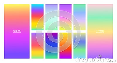 Vibrant and neon soft gradient smooth color background set. Vector Illustration