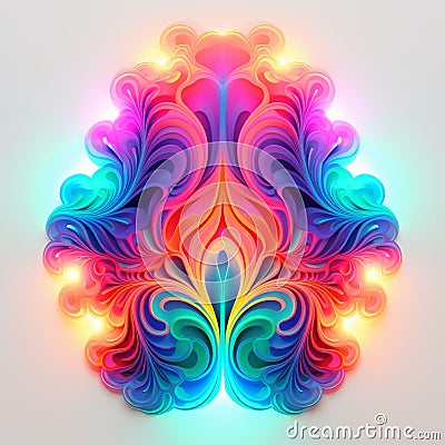 Vibrant Neon Swirl Design: Baroque Ornamental Flourishes And Psychedelic Portraits Cartoon Illustration