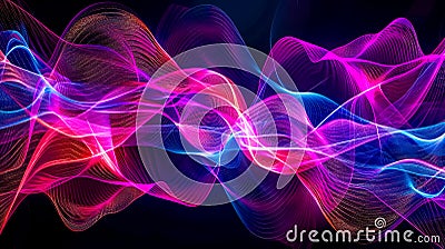 Abstract colorful waveforms on dark background Stock Photo