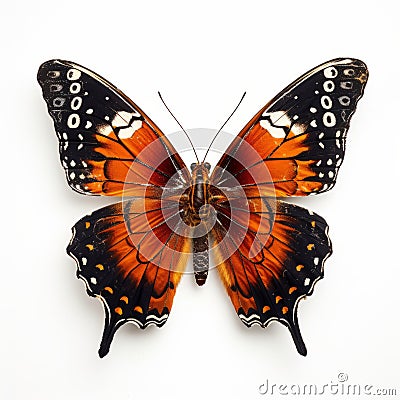 Vibrant Orange and Black Butterfly Meticulous Photorealistic Still Life Artwork Stock Photo