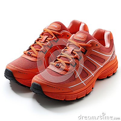 Vibrant orange breathable mesh running shoes for summer workouts Stock Photo