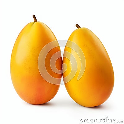 Vibrant Pair Of Mangos On White Background - Inspired By Otto Piene Stock Photo