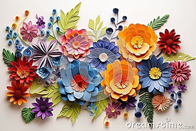 Vibrant Paper Blooms: A Stunning Array of Clay Arrangements with Stock Photo