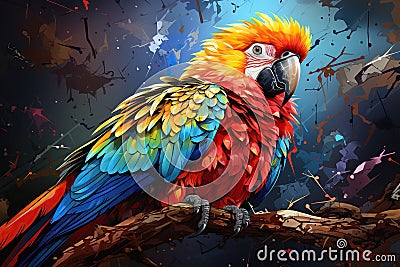 Vibrant Parrot AI Print Expressionism Stock Photo