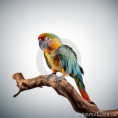 Vibrant parrot on branch. Stock Photo