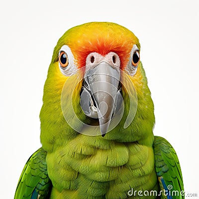 Vibrant Parrot Close-up: Flora Borsi Inspired Studio Photography Stock Photo