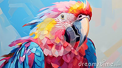 Vibrant Parrot Painting: Graphic Design-inspired Illustration In 8k Resolution Stock Photo