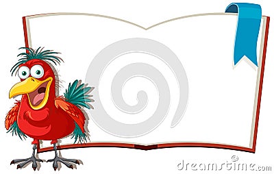 A parrot presenting an empty storybook Vector Illustration