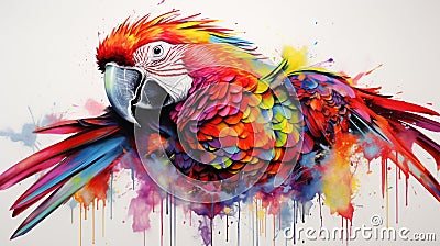 A vibrant parrot with a rainbow of colors. Stock Photo