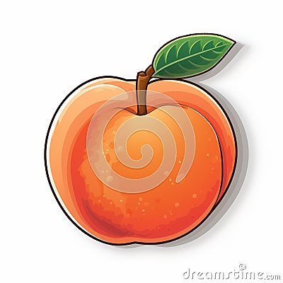 Vibrant Peach Fruit Illustration: A Fusion Of Letterboxing And 2d Game Art Cartoon Illustration