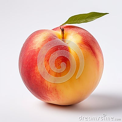 Vibrant Peach Peated On White Surface - Uhd Image With Refined Technique Stock Photo