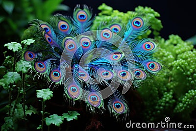 Vibrant Peacock feather plants. Generate Ai Stock Photo