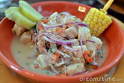 Vibrant peruvian ceviche Stock Photo