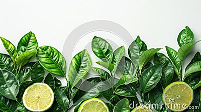 Refreshing Citrus Leaves on White Background Stock Photo