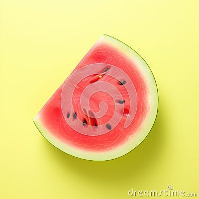 Minimalistic Watermelon Design On Light Yellow Background Stock Photo