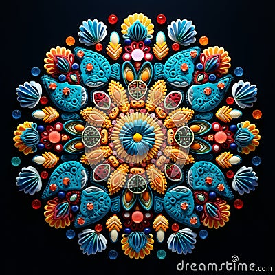 Vibrant Pill Mandala: A Mesmerizing Design Symbolizing the Balance between Body and Mind Stock Photo