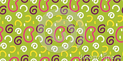 Green Background With Pink, Yellow, and Purple Swirls Vector Illustration