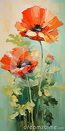 Vibrant Poppy Oil Painting With Uhd Quality And Intricate Details Stock Photo