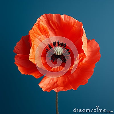 Vibrant Poppy: A Stunning Symmetrical Arrangement In Mike Campau's Style Stock Photo