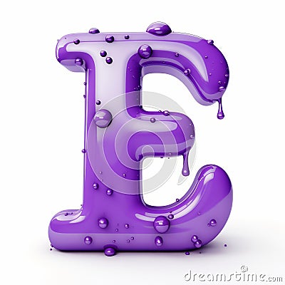 Vibrant Purple 3d Letter E With Water Droplets - Witty Expressionism Stock Photo