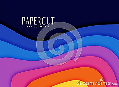 Vibrant rainbow colors papercut background Vector Illustration
