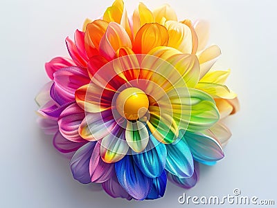 Vibrant rainbow dahlia flower Stock Photo