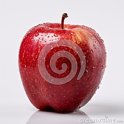 Vibrant Red Apple On White Surface - Detailed 8k Photo Stock Photo