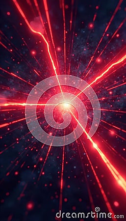 Vibrant red line exploding, forceful shockwave , red power, power, dynamic Cartoon Illustration