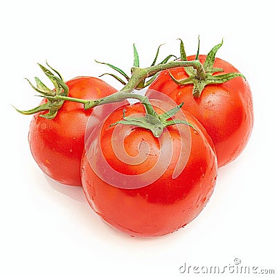 vibrant red tomato isolated on pristine white backdrop Close up Stock Photo