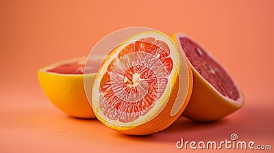 a vibrant, ripe citrus, sliced to reveal its succulent interior Stock Photo