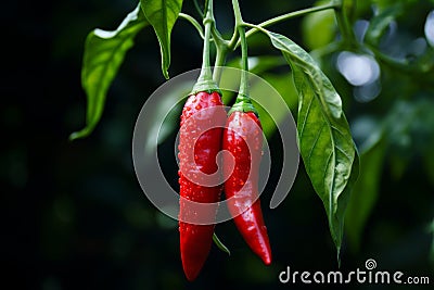 Vibrant ripe red chili pepper close-up ready for harvest Stock Photo