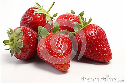 Vibrant ripe strawberries isolated on clean white background high quality stock image Stock Photo