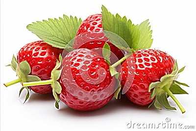 Vibrant ripe strawberries isolated on white background high quality food photography Stock Photo