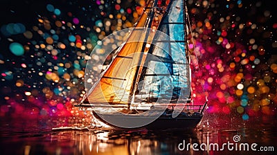 Vibrant Sailboat Photoshoot: Explosive Colors on Bright Background Stock Photo