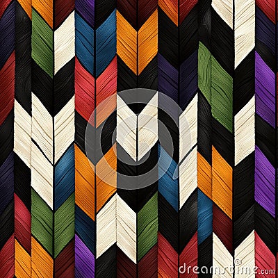 Vibrant seamless pattern featuring colorful chevron shapes creates lively and dynamic visual experience Stock Photo