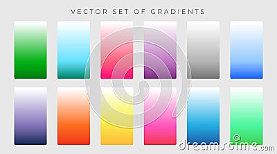 Vibrant set of colorful gradients Vector Illustration
