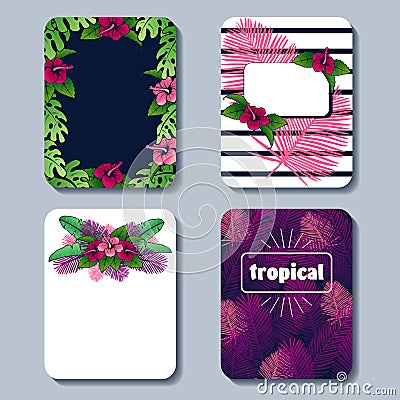 Vibrant set of tropical backgrounds Vector Illustration