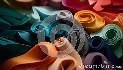 Vibrant silk spool collection for fashion sewing decoration ideas generated by AI Stock Photo