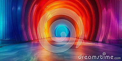 Vibrant Spectrum Tunnel Multicolored Fantasy World Gateway in Parallel Universe Concept Stock Photo